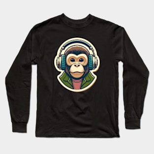 headphones chimp Long Sleeve T-Shirt